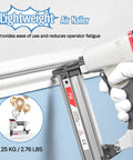Hustle Ready 18 Gauge Pneumatic Brad Nailer With Beefy Aluminum Body And Comfort Grip Straight Shooting Nail Gun for accurate nail placement.