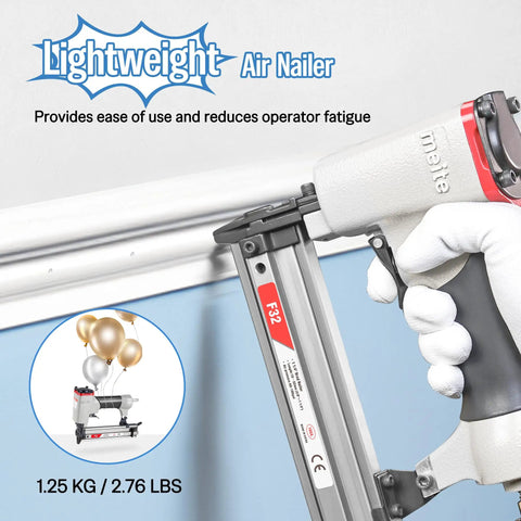 Hustle Ready 18 Gauge Pneumatic Brad Nailer With Beefy Aluminum Body And Comfort Grip Straight Shooting Nail Gun for accurate nail placement.