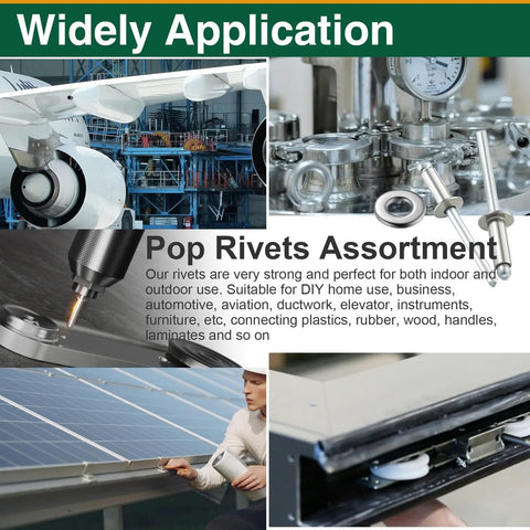 245 Pcs Pop Rivets Kit For Metal And Aluminum Blind Rivets In 8 Sizes M3.2 M5 M6.4 For Auto Body Sheet Metal Repair