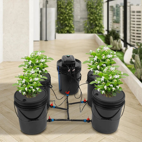 Hydroponic Growing System Kit Dope with 5.28 Gallon Deep Water Culture Pump Air Stone and Recirculating Drip Garden setup.