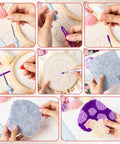 Step-by-step guide of Punch Needle Coaster Kit For Beginners Six Piece Set With Easy DIY Mushroom Pattern Coasters