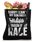 Go To Dragon Boat Racing Tote Bag For Drummers And Crew Paddler Gear featuring a race slogan, filled with groceries and flowers