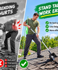 Comparison of using Flex Grip Roof Cleanup Shovel With Segmented Adjustable Pole No Sweat Sweep for heavy-duty roof cleaning.