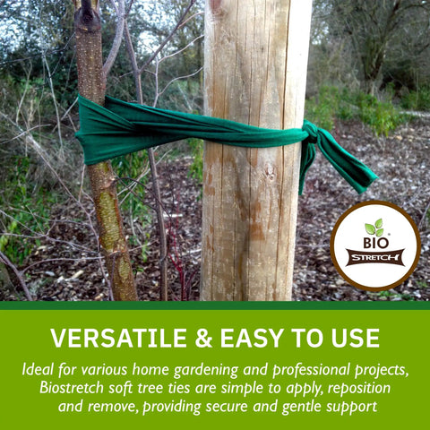 Extra Wide Soft Tree Ties for Big Plants and Young Trees, Ultra Strong and Stretchy, securing a tree to a wooden post