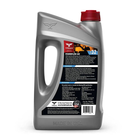 Powerflow AW 32 MultiViscosity HLP Hydraulic Oil For Heavy Duty Equipment With 6,000 Hour Extended Life Triple Anti Wear Boost All Season Performance Pour Point Minus Forty Fahrenheit Virtually Zero Foaming One Gallon