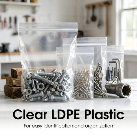 4 X 6 Reclosable Plastic Zip Bags Heavy Duty 6 Mil 100 Count For Parts And Tools pro grade clear LDPE bags with hardware
