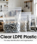 4 By 6 Inch Plastic Zip Bags Extra Heavy Duty 6 Mil Clear Reclosable Zip Top Storage Bags with bolts and tools