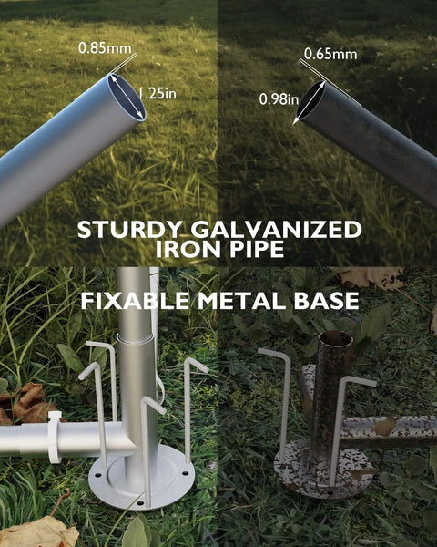 Sturdy galvanized iron pipe with fixable metal base for Walk In Chicken Coop For Hens With Waterproof UV Resistant Cover.