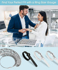 Jewelry store display with Handy Stainless Steel Ring Sizer Set With 27 Ring Gauges On Cable US Size 1 To 13 Plus Half Sizes Rust Resistant Pro Grade Ring Size Measuring Tool Kit 3 Piece Set