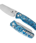 Cicadas Wing Beast Pocket Folding Knife With 3.15 Inch Satin Blade, blue resin handle, and 10Cr15MoV steel for EDC.