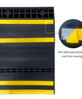 Heavy Duty Rubber Parking Stop for Garage Floors 2 Pack Vehicle Wheel Stop With Reflective Yellow Targets UV And Weather Resistant Indoor Outdoor Floor Protector And Parking Aid, showing anti-skid tape detail.