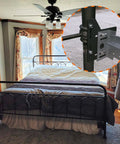 Full To Queen Conversion Kit Pair Of Adjustable Headboard Brackets For Metal Bed Frames Quick Install No Sweat Setup Slides Four Inches For Super Room Upgrade showing bed setup with brackets in use.