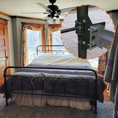 Full To Queen Conversion Kit Pair Of Adjustable Headboard Brackets For Metal Bed Frames Quick Install No Sweat Setup Slides Four Inches For Super Room Upgrade showing bed setup with brackets in use.