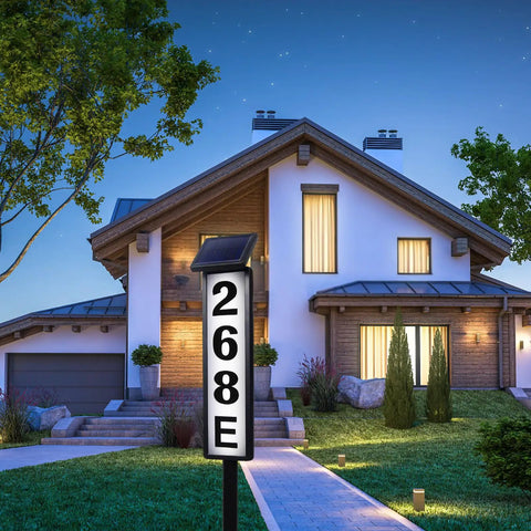 Solar Address Sign Lighted Outdoor House Numbers Plaque Waterproof No Fuss Setup For House Yard Garden Easily Visible At Night