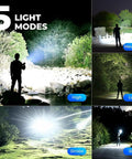 Insanely Bright 99,000 Lumen Rechargeable LED Flashlight Two Pack With Five Modes For Home, Camping And Emergencies