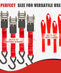 4 Pack 1 Inch By 15 Foot Ratchet Straps With 1500 Lb Break Strength S Hooks And 4 Soft Loops Neon High Visibility Webbing