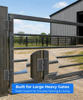Tough As Nails 3 Inch Weld On Hinges Heavy Duty Carbon Steel Butt Hinges on a large gate for stable support outdoors.