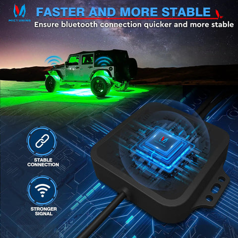 Curved RGBW LED Rock Lights Kit With 12 Pods Underglow Multicolor Neon Lighting Wiring Switch Bluetooth Controller And App Control For Off Road Rigs Trucks SUVs enhancing off-road vehicle glow