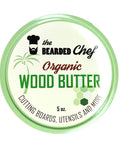 Kick Back With Premium Organic Wood Butter 5oz Game Changer Conditioner Cream Featuring Pure Beeswax and Coconut Oil for Cutting Boards Food Safe Finish to Keep Your Gear Looking Fresh Veteran Owned Crafted Right Here in USA, container top view