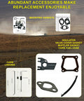 P19 Carburetor Kit With Built In Fuel Tap For Predator 212 includes gaskets, insulator, carb linkage, and fuel hose