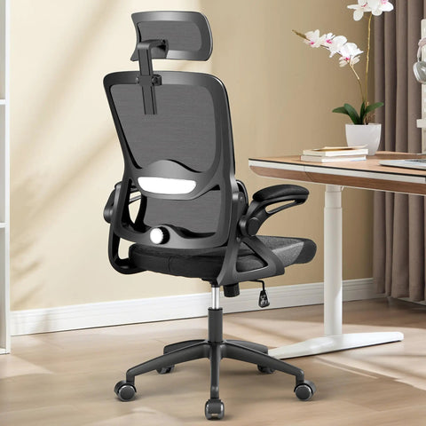 Ergonomic Mesh Office Chair With Lumbar Support High Back Desk Chair Flip Up Armrests Big And Tall 400 Pound Capacity Headrest