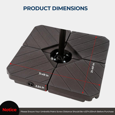 Heavy Duty 4 Piece Patio Umbrella Base Weights 220 Lbs Fillable With Water Or Sand Square Base Dimensions