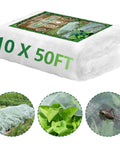 Ultra Fine Garden Mesh Netting Pest Barrier Ten By Fifty Feet White Plant Covers For Outdoor Patio with close-up mesh details