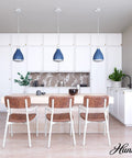 Indigo Blue Pendant Light With Holophane Glass Shade For Kitchen Living Room Foyer And Dining Area Durable Steel Or Aluminum Fixture