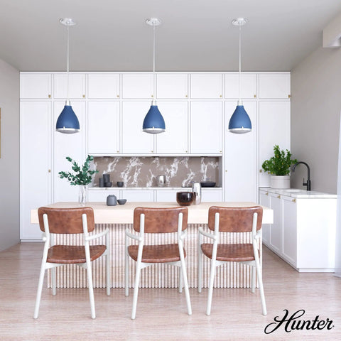 Indigo Blue Pendant Light With Holophane Glass Shade For Kitchen Living Room Foyer And Dining Area Durable Steel Or Aluminum Fixture