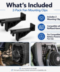 Keep The Pup Squad Chill As The Summer Temps Rise Using This Trusty 2 Pack Fan Mounting Clip That Secures Battery Operated Blowers Firmly Inside Any Standard Dog Crate Or Pet Enclosure Setup, features 2 durable black plastic clips.