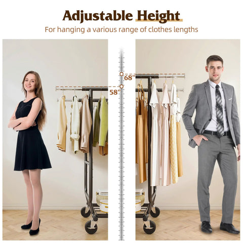 Rock Solid Heavy Duty Clothing Rack Featuring Double Hanging Rods And Commercial Grade Stainless Construction Built Tough For Master Bedroom Or Boutique Display Rooms
