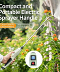 Rechargeable Garden Sprayer Wand With 2000mAh Battery, Up To 5 Hours Of Nonstop Spraying shown spraying flowers