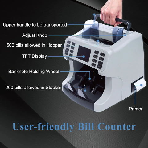 Bank Grade Mixed Denomination Money Counter With Counterfeit Detection Infrared Image UV MG IMG Sensors, mixed currency counter, built-in printer