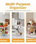 Oizeir clear two-tier lazy Susan organizer, rotating spice rack for kitchen counter and vanity.