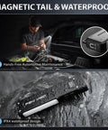 Ultra Slim Flat EDC Flashlight Rechargeable 1800 Lumen Pocket Light With 365nm UV And RGB Modes Magnetic Base on wet surface
