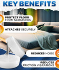 Visual showing key benefits of 100 Pcs Plastic Furniture Feet with Nail-On Glides including scratch protection, secure attachment, noise reduction.