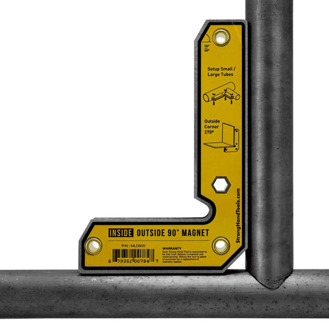 90 Degree Magnetic Welding Square with inside and outside magnets fixed angle fixturing tool for sheet metal pipes and angles, 6 inch length