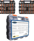 All In One Must Have 1575 Piece Stainless Steel Nuts And Bolts Kit With SAE Size Variety, Orange Double Sided Organizer Box