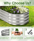 Tough Oval Galvanized Raised Garden Bed For Outdoors, Open Bottom Metal Planter Box Ideal For Vegetables, Flowers, And Herbs, 4x2x1 Ft