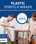 Beefy 18 Inch Stretch Film Wrap 1500 Feet, 4 Pack With Tension Handles wrapping furniture for moving
