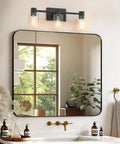 Dope Three Light Matte Black Wall Sconces For Bathroom Vanity Over Mirror Modern Glass Shade Fixtures with E26 Base