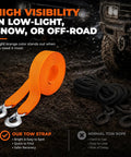 Heavy Duty Tow Strap With Hooks For Truck Car ATV Motorcycle Recovery 2 Inch By 40 Foot 20,000 Pound Break Strength Durable Recovery Strap For Safe Vehicle Tows, orange with hooks