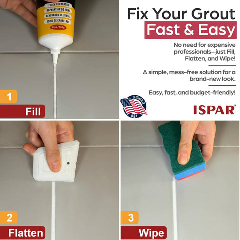Grout Repair Kit With 14 Oz White Grout Filler for wall and floor tile joints use with spatula and sponge quick drying mortar fill