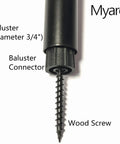 Hella Durable Black 50 Pack Anti Uv Round Baluster Connectors For Stair Railing Hardware Fits 3 4 Inch Diameter with wood screw attachment.