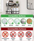 Corner Shower Caddy 2 Pack Adhesive Organizers For Bathroom No Drill Rustproof Stainless Steel Shelves with 8 Hooks on tiled wall