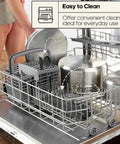 4 Piece Stainless Steel Travel Utensils Set With Case in dishwasher, lightweight reusable cutlery, black fork and spoon.