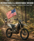 Motorcycle with flag attached using Sturdy Stainless Steel Flag Pole Mount For Motorcycles And Bicycles Adjustable Telescoping Flag