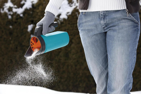 Compact Hand Spreader And Grit Container For Sand Salt And Grit Easy Winter Spreading With 3 Setting Dose System