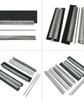 Six Point Eight Inch Lacing Splice Belt Fastener Set Two Piece Stainless Steel Rivet Fasteners with Pins and Black Plates
