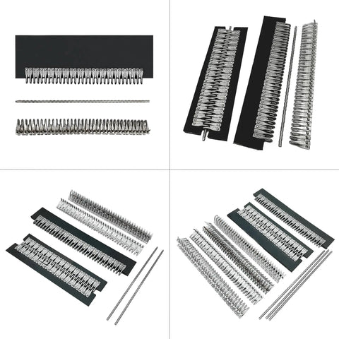 Six Point Eight Inch Lacing Splice Belt Fastener Set Two Piece Stainless Steel Rivet Fasteners with Pins and Black Plates